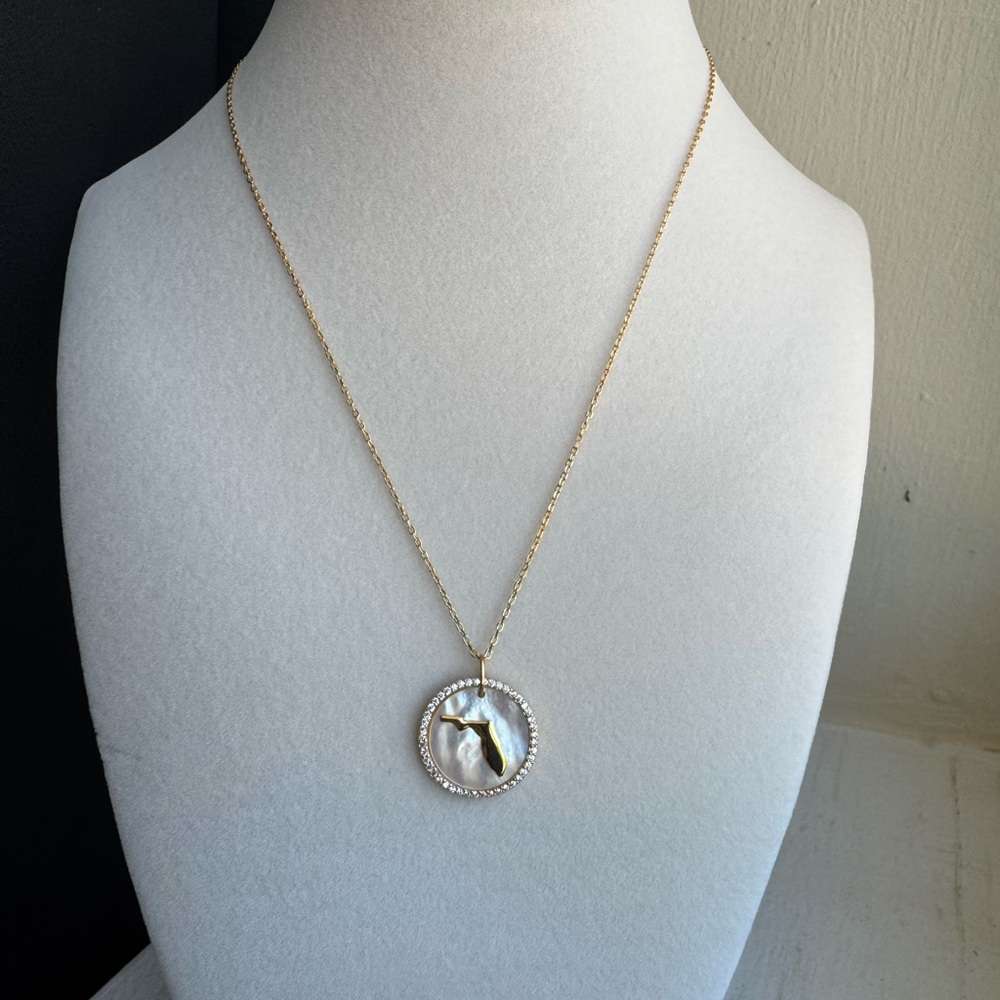 Elegant Mother of Perl Florida Pendant Necklace